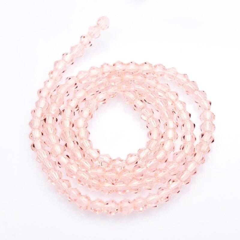 Pink Czech Crystal Beads Faceted Bicone 4mm Strand Of 90+-0