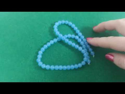 Cyan Malaysian Jade Beads Plain Round 6mm Strand Of 62+