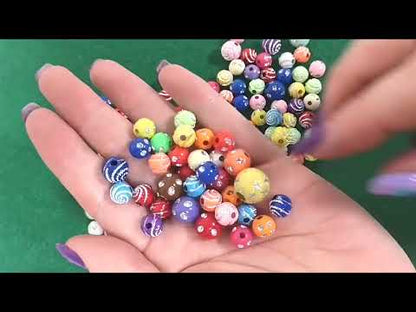 Mixed-Colour Acrylic Beads Plain Round 6-14mm Pack Of 30g