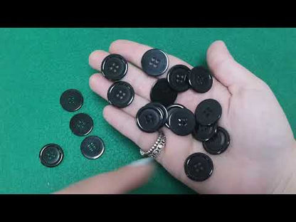 Resin Buttons Black Round 22mm 4-Hole Pack Of 20