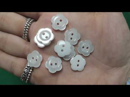 Resin Buttons White Flower 15mm 2-Hole Pack Of 50+