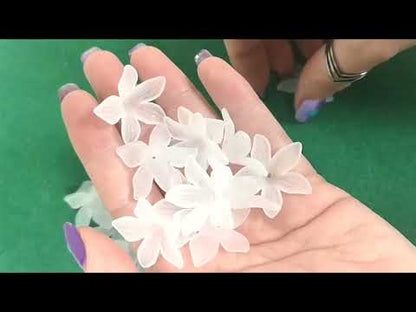 White Lucite Beads Flower 7x27mm Pack Of 30