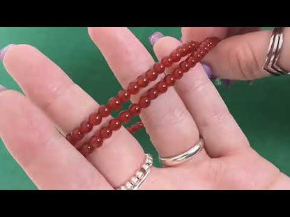 Red Carnelian Beads Plain Round 4mm Strand Of 90+