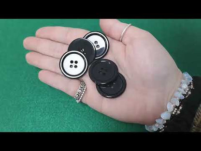 Resin Buttons Black Round 30mm 4-Hole Pack Of 10