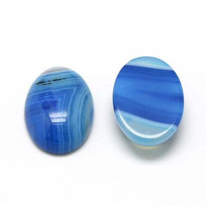 Banded Agate Cabochon Blue Oval Calibrated 18x25mm Pack Of 1-0