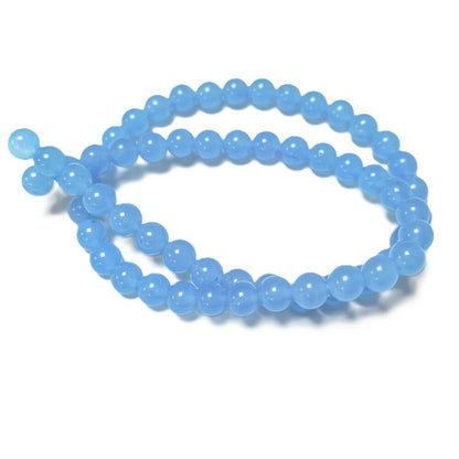 Cyan Malaysian Jade Beads Plain Round 6mm Strand Of 62+-0