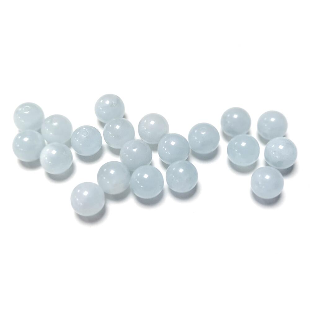 Pale Blue Aquamarine Beads Plain Round 6mm Pack Of 20-0