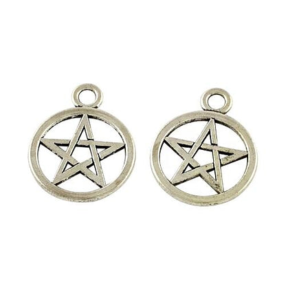 Metal Alloy Pentagram Pentacle Pendants Antique Silver 25mm Pack Of 20-0