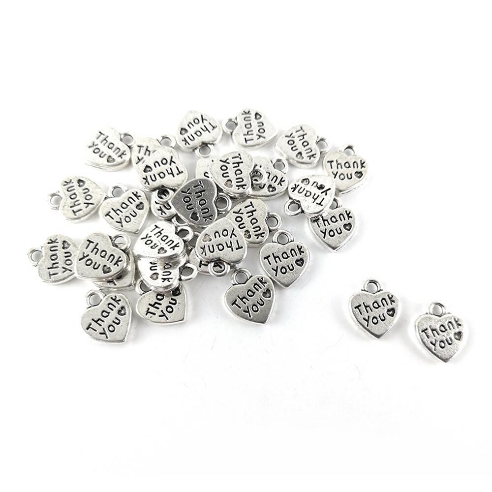 Metal Alloy Thank You Charms Antique Silver 12mm Pack Of 30-0