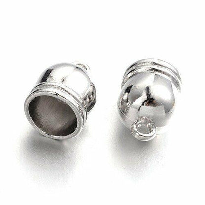 Metal Alloy End Caps Antique Silver Bell-Shape 9x14mm Pack Of 20-0