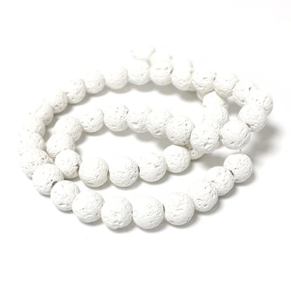 White Lava Rock Beads Plain Round 8mm Matte Strand Of 45+-0