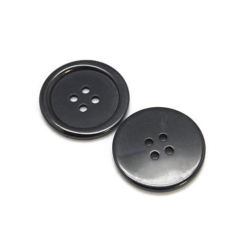 Resin Buttons Black Round 22mm 4-Hole Pack Of 20-0