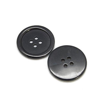 Resin Buttons Black Round 30mm 4-Hole Pack Of 10-0