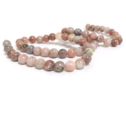 Pink/Yellow Lepidolite Beads Plain Round 6mm Strand Of 60+-0