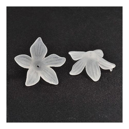 White Lucite Beads Flower 7x27mm Pack Of 30-0