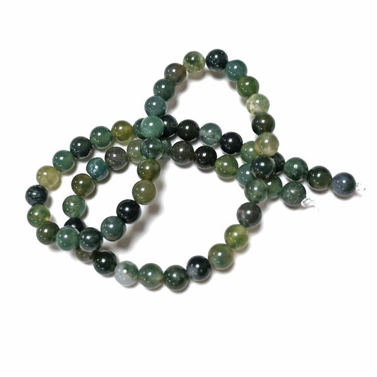 Green Moss Agate Beads Plain Round 6mm Strand Of 60+-0