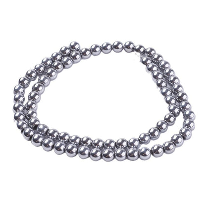 Silver Hematite (Non Magnetic) Beads Plain Round 6mm Strand Of 62+-0