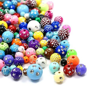 Mixed-Colour Acrylic Beads Plain Round 6-14mm Pack Of 30g-0