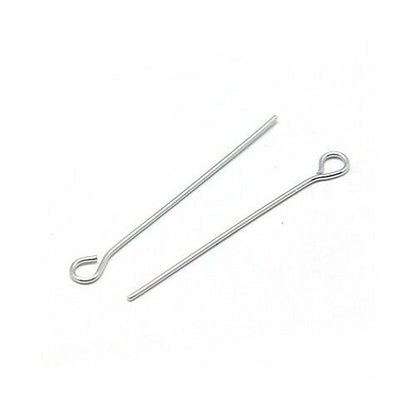 304 Stainless Steel Eye Pins Silver 0.6x50mm Pack Of 110+-0