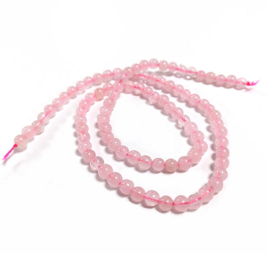 Pink Rose Quartz Beads Plain Round 4mm Strand Of 90+-0