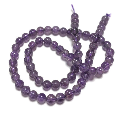 Purple Amethyst Beads Plain Round 6mm Strand Of 60+-0