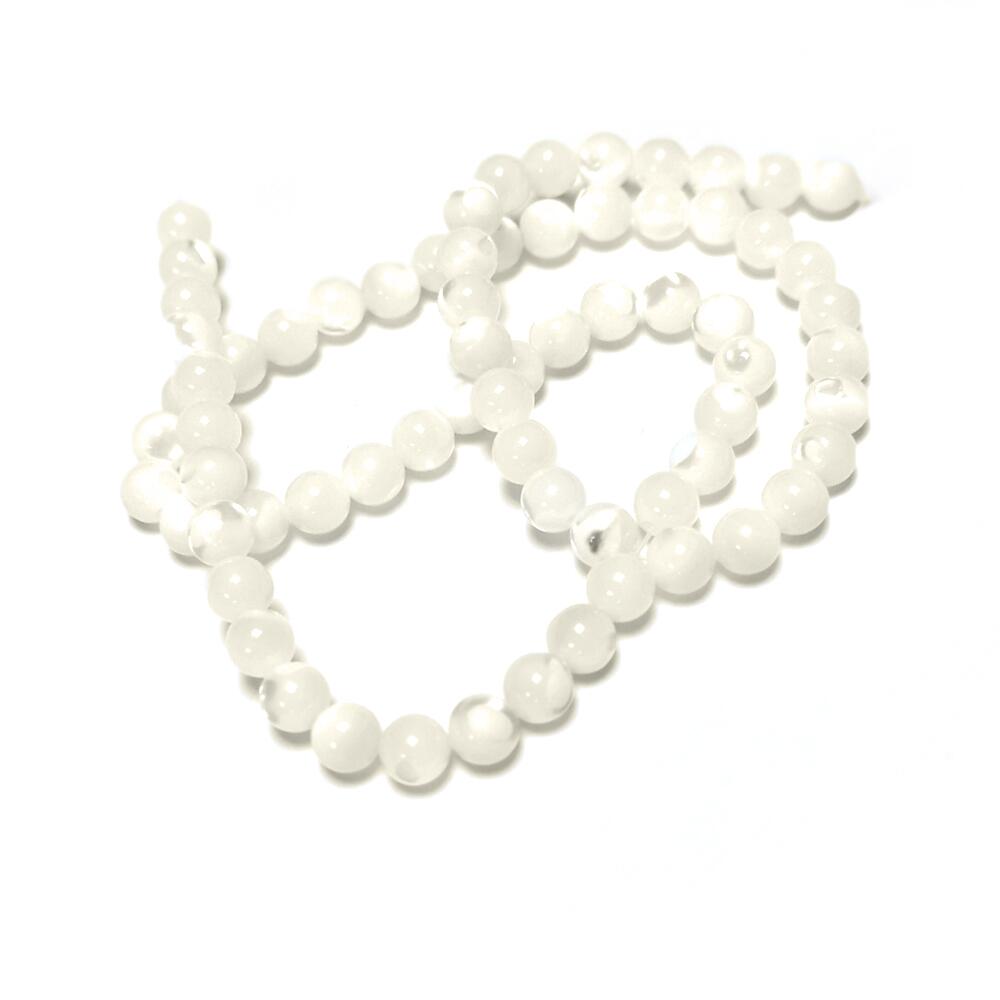 White Mother Of Pearl Beads Plain Round 6mm Strand Of 60+-0